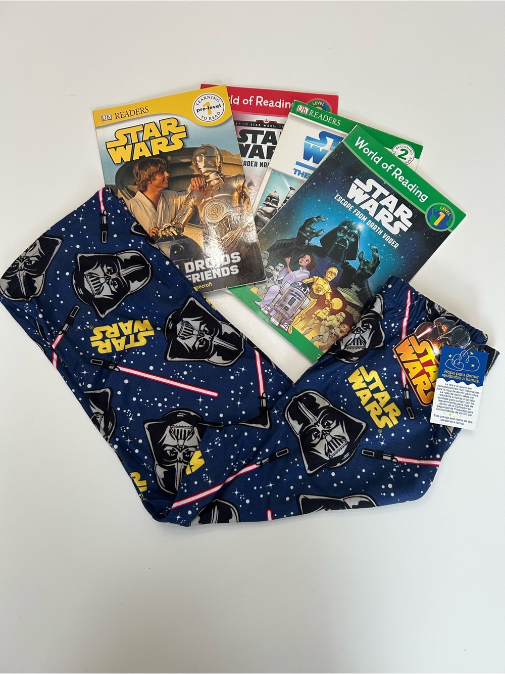STAR WARS Pajama Bottoms and Book Bundle Darth Vader Lightsabers Size Small 4 5